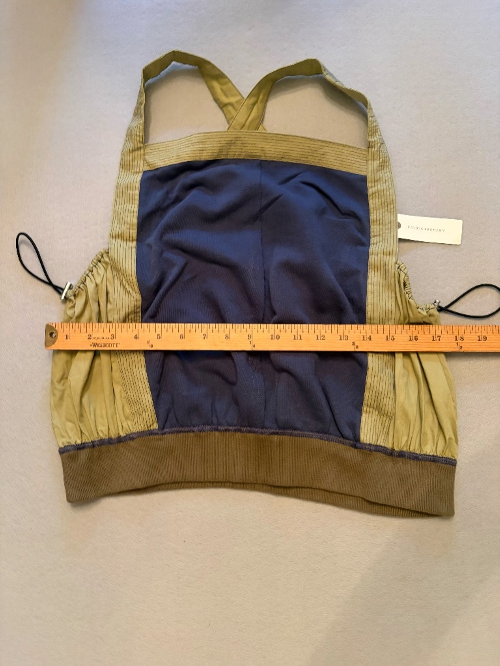 NWT Anthropologie Pilcro Blue Green Zip Side Tie Criss Cross Back Large L - Picture 8 of 9